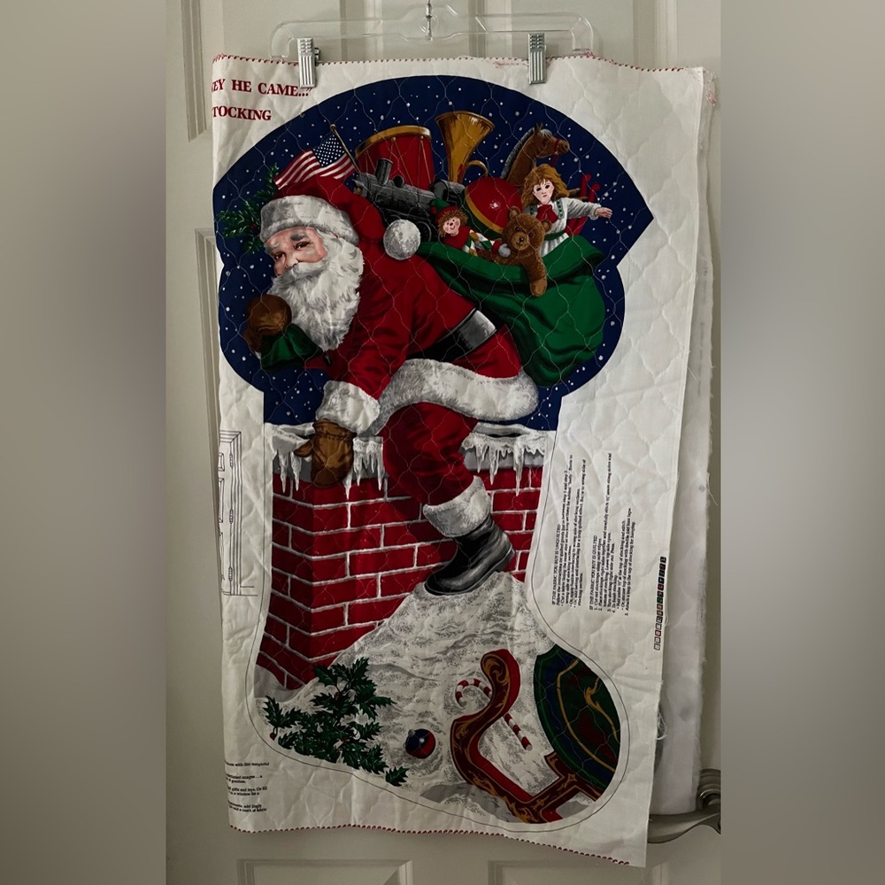 Vintage Cranston Giant uncut Prequilted Stocking Christmas Santa Pillow Holiday